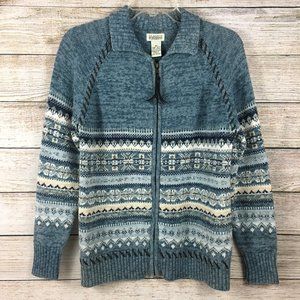 Classic Elements Fair Isle Cardigan Sweater Zip Up